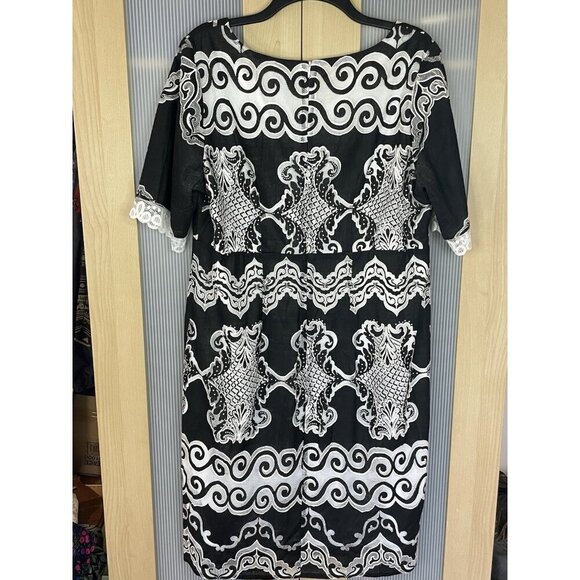 Rabbit Rabbit Rabbit Designs Dress Sz 16 Plus Black White Wedding Career Retro - Picture 5 of 7